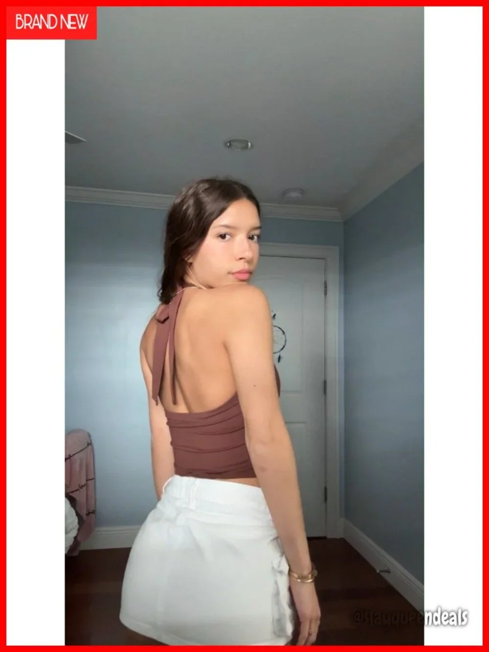 Halter Corset Crop Top Sleeveless Backless V Neck Lace Up Tank Top